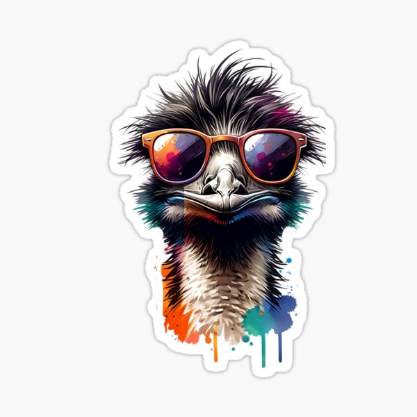 Vista previa del artículo con la obra «Emú Acuarela Con Gafas De Sol», diseñado y vendido por TheAnimalZ00.
