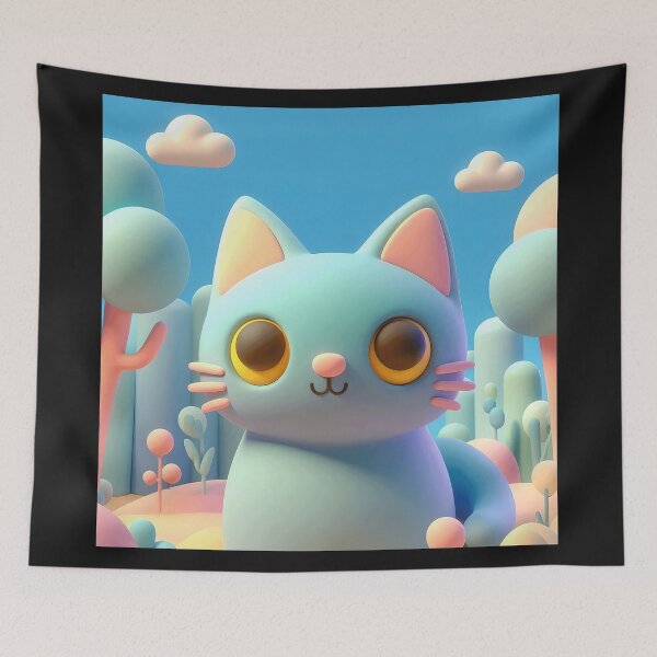 Item preview, Adorable 3D Cat Exploring a World of Flowers and Trees designed and sold by zoughlal.