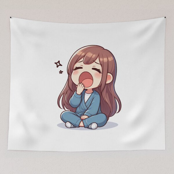 Item preview, a cute tired and  sleepy girl yawns designed and sold by Pixel Perfect.
