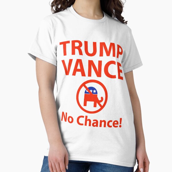 Vista previa del artículo con la obra «Trump Vance no tiene ninguna posibilidad », diseñado y vendido por Rachel the Artist .
