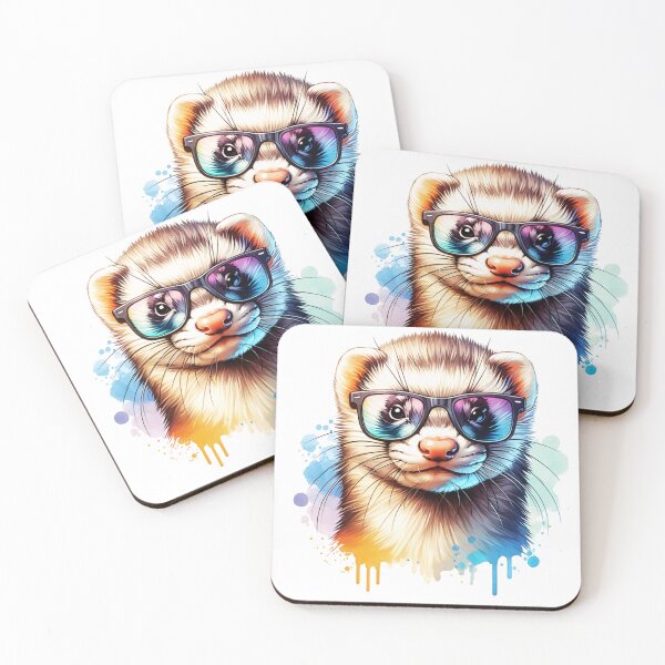 Item preview, Watercolor Ferret Wearing Glasses designed and sold by TheAnimalZ00.