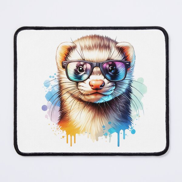 Item preview, Watercolor Ferret Wearing Glasses designed and sold by TheAnimalZ00.
