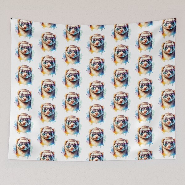 Item preview, Watercolor Ferret Wearing Glasses designed and sold by TheAnimalZ00.