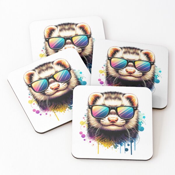 Item preview, Watercolor Ferret Wearing Sunglasses designed and sold by TheAnimalZ00.