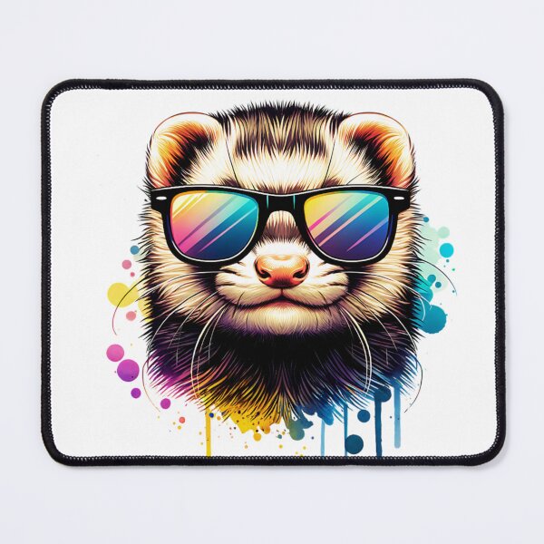 Item preview, Watercolor Ferret Wearing Sunglasses designed and sold by TheAnimalZ00.