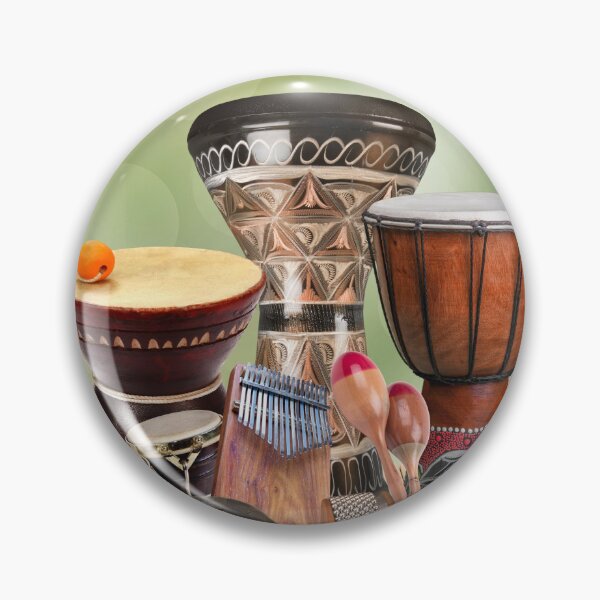 Item preview, Percussion Instruments Grouping On Wood & Green Background designed and sold by BrightrDayMusicArt.