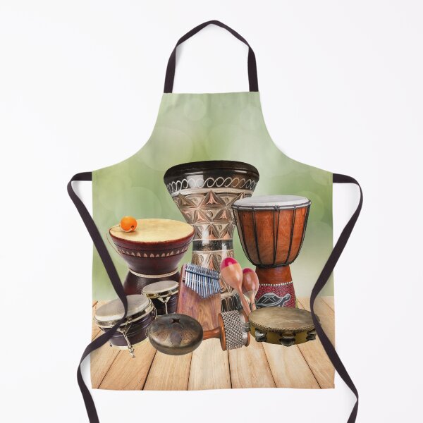 Item preview, Percussion Instruments Grouping On Wood & Green Background designed and sold by BrightrDayMusicArt.