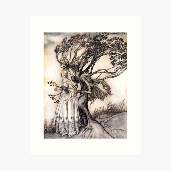 Vista previa del artículo con la obra «La anciana en el bosque - Hermanos Grimm - Arthur Rackham», diseñado y vendido por forgottenbeauty.