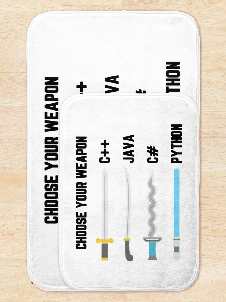 Thumbnail 5 of 6, Bath Mat, Python Choose Your Weapon - Funny Computer Science designed and sold by ScienceCorner.