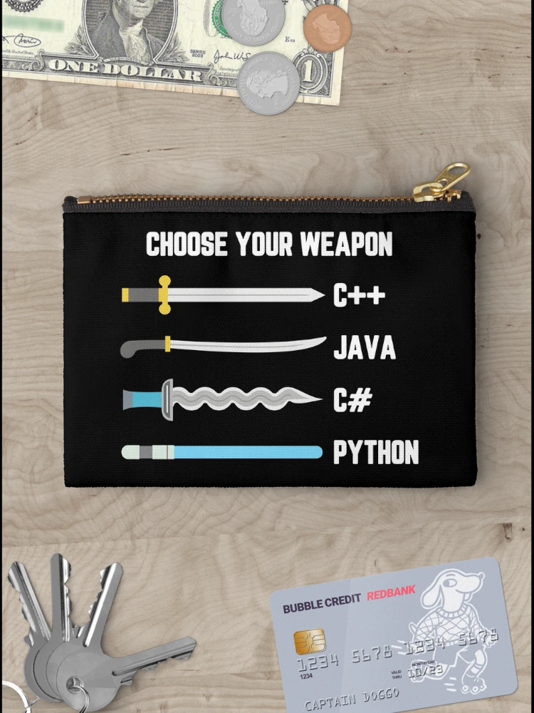 Thumbnail 3 of 4, Zipper Pouch, Python Choose Your Weapon - Funny Computer Science designed and sold by ScienceCorner.