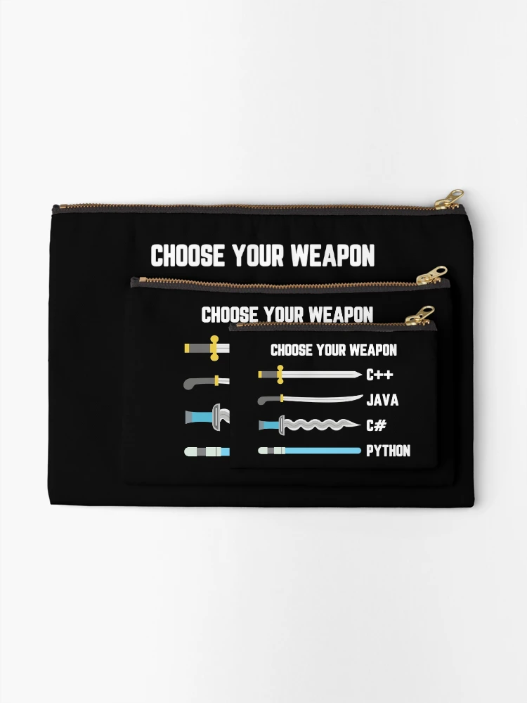 Thumbnail 2 of 4, Zipper Pouch, Python Choose Your Weapon - Funny Computer Science designed and sold by ScienceCorner.