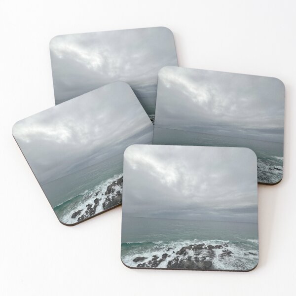 Item preview, Overcast waves crashing into rocks designed and sold by KrissfromOZ.