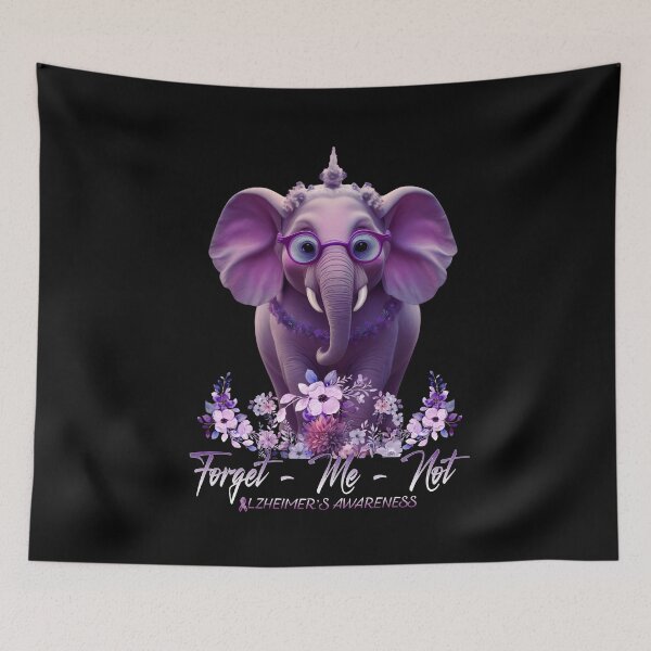 Item preview, Forget Me Not Alzheimer's Awareness Purple dementia Elephant end Alz designed and sold by Smix Pixels.