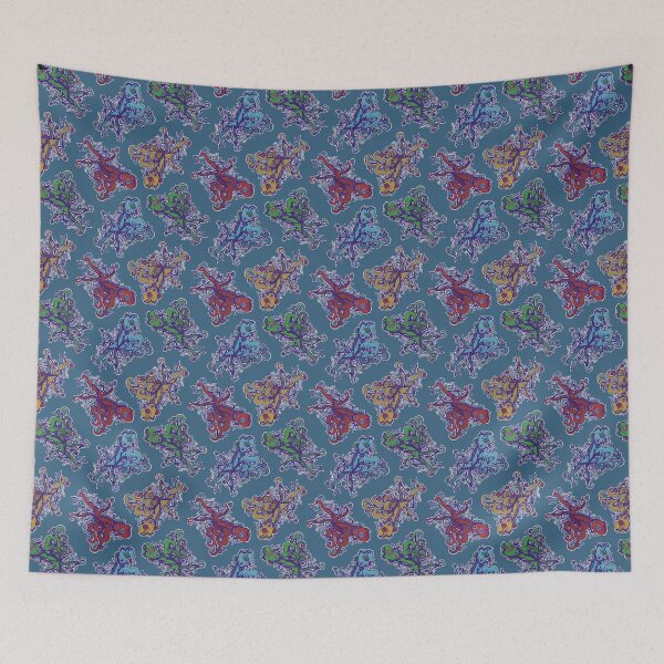 Item preview, Octopi and Roses dusty blue background tile designed and sold by intenebrislux.