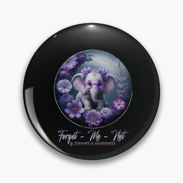 Item preview, Forget Me Not Alzheimer's Awareness Purple dementia Elephant end Alz designed and sold by Smix Pixels.