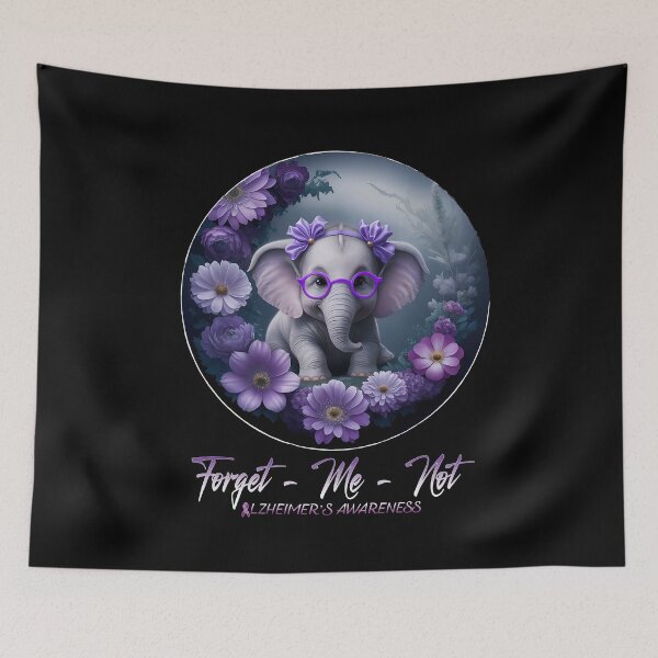 Item preview, Forget Me Not Alzheimer's Awareness Purple dementia Elephant end Alz designed and sold by Smix Pixels.
