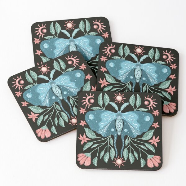 Item preview, Indigo blue moon moth designed and sold by pinkyfish1010.