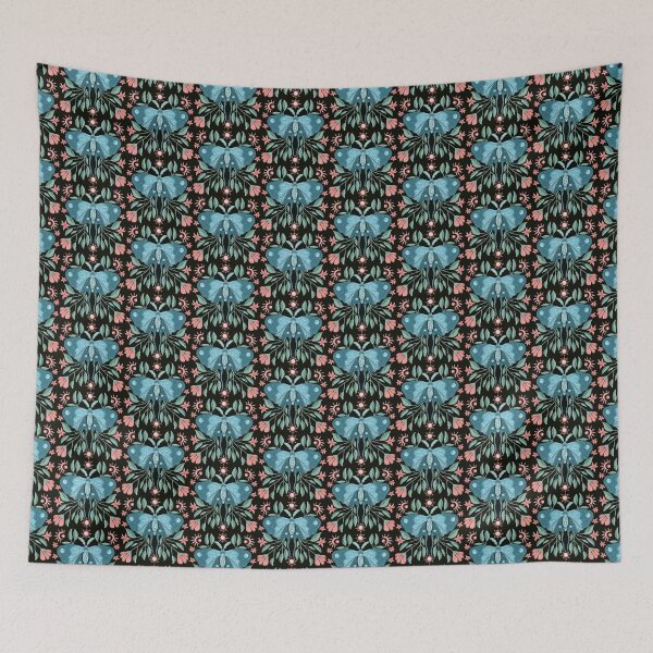 Item preview, Indigo blue moon moth designed and sold by pinkyfish1010.