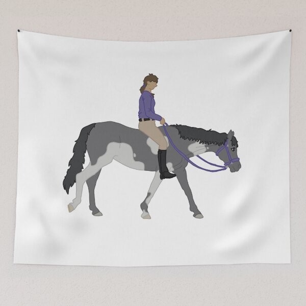Item preview, Bareback Black Pinto Horse and Rider Purple designed and sold by Abby Art Studio.