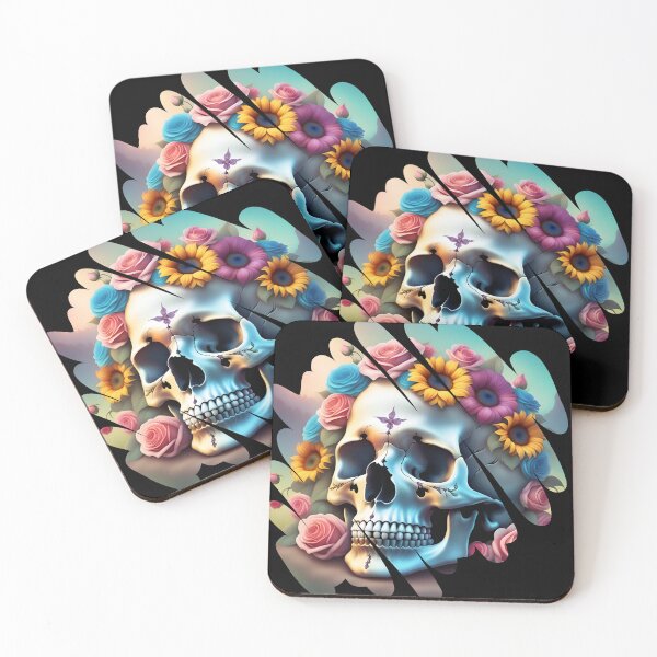 Item preview, Skull with flowers designed and sold by DebriArte.