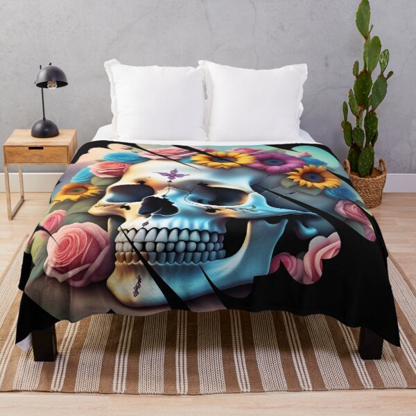 Item preview, Skull with flowers designed and sold by DebriArte.