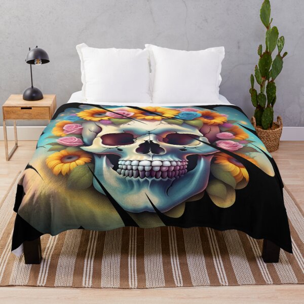 Item preview, Skull with flowers designed and sold by DebriArte.