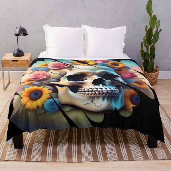 Item preview, Skull with flowers designed and sold by DebriArte.