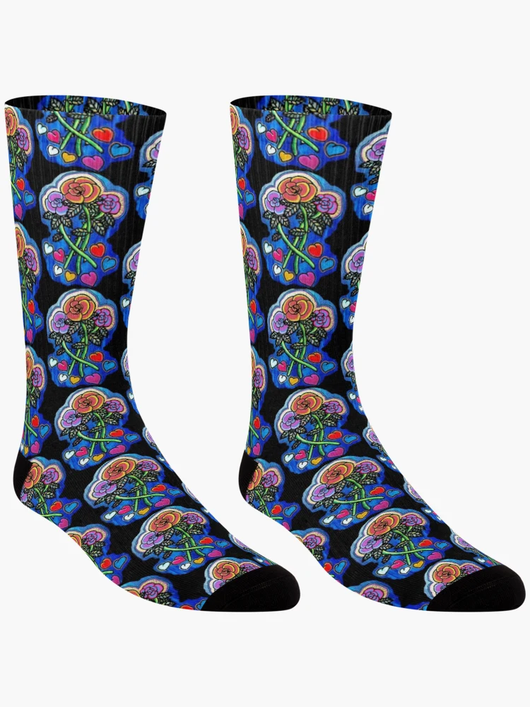 Thumbnail 3 of 5, Socks, Luminous Roses designed and sold by RhiSun505.