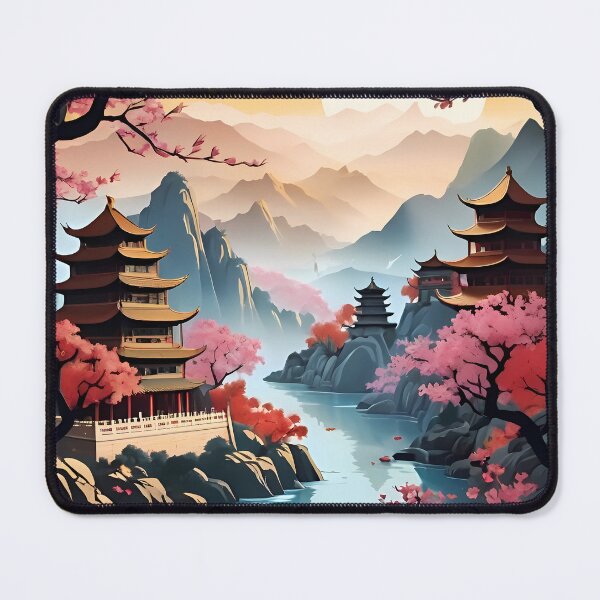 Item preview, Ancient City Cherry Blossom Paper Cut Digital Art designed and sold by PaintedPixels01.