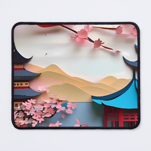Item preview, Ancient City Cherry Blossom Paper Cut Digital Art designed and sold by PaintedPixels01.