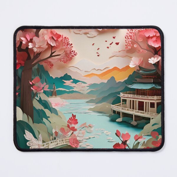 Item preview, Ancient City Cherry Blossom Paper Cut Digital Art designed and sold by PaintedPixels01.