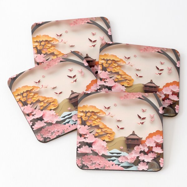 Item preview, Ancient City Cherry Blossom Paper Cut Digital Art designed and sold by PaintedPixels01.