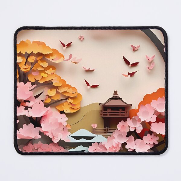 Item preview, Ancient City Cherry Blossom Paper Cut Digital Art designed and sold by PaintedPixels01.