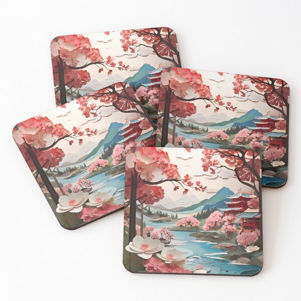 Item preview, Ancient City Cherry Blossom Paper Cut Digital Art designed and sold by PaintedPixels01.