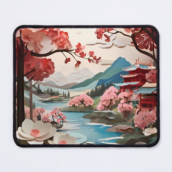 Item preview, Ancient City Cherry Blossom Paper Cut Digital Art designed and sold by PaintedPixels01.