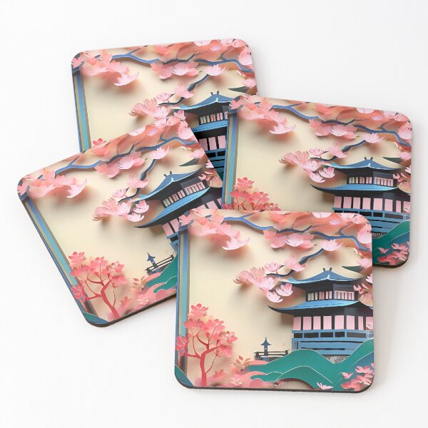 Item preview, Ancient City Cherry Blossom Paper Cut Digital Art designed and sold by PaintedPixels01.