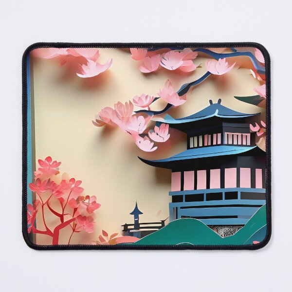 Item preview, Ancient City Cherry Blossom Paper Cut Digital Art designed and sold by PaintedPixels01.