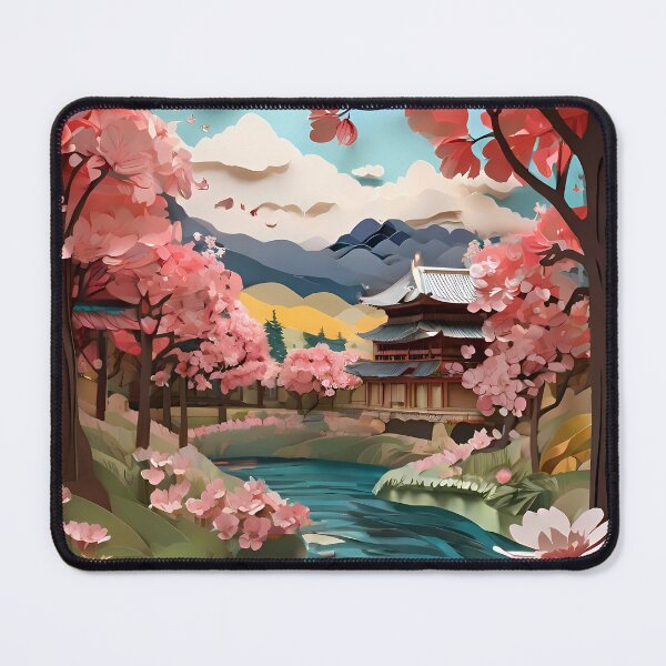 Item preview, Ancient City Cherry Blossom Paper Cut Digital Art designed and sold by PaintedPixels01.