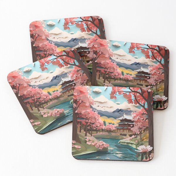 Item preview, Ancient City Cherry Blossom Paper Cut Digital Art designed and sold by PaintedPixels01.