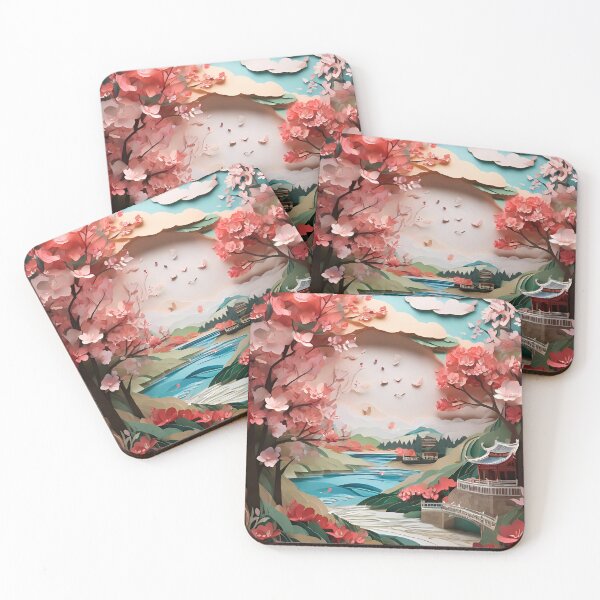 Item preview, Ancient City Cherry Blossom Paper Cut Digital Art designed and sold by PaintedPixels01.