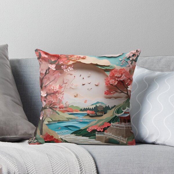 Item preview, Ancient City Cherry Blossom Paper Cut Digital Art designed and sold by PaintedPixels01.
