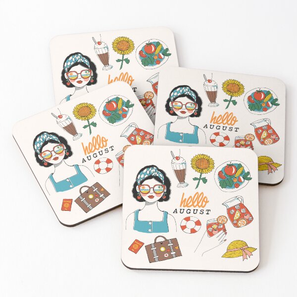 Item preview, HELLO AUGUST CALENDAR ILLUSTRATION SUMMER VIBES designed and sold by THE PRINTED SQUARE STUDIO.