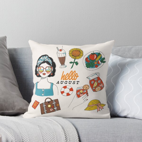 Item preview, HELLO AUGUST CALENDAR ILLUSTRATION SUMMER VIBES designed and sold by THE PRINTED SQUARE STUDIO.