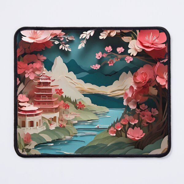 Item preview, Ancient City Cherry Blossom Paper Cut Digital Art designed and sold by PaintedPixels01.