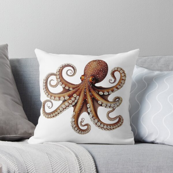 Item preview, Pulpo marrón ilustrado con tentáculos blancos y perlas designed and sold by tjnextgen99.
