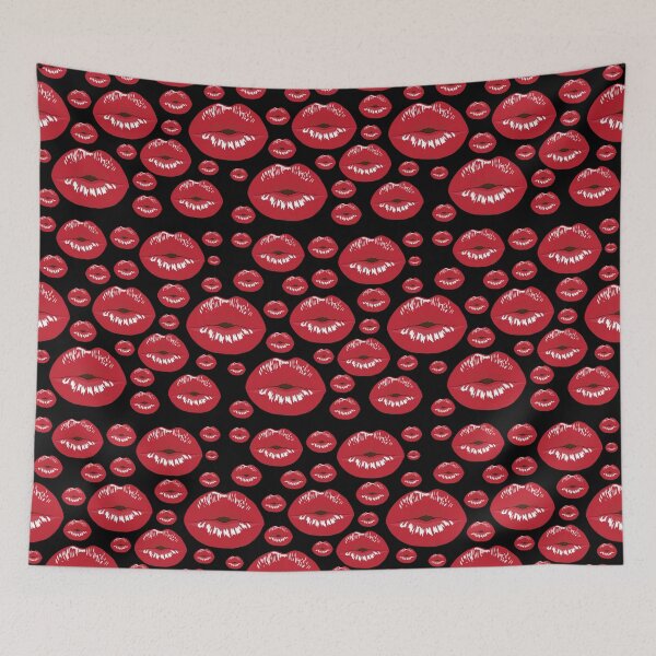 Item preview, Lipstick Kiss Print Black Red Pattern designed and sold by SZPdezigns.
