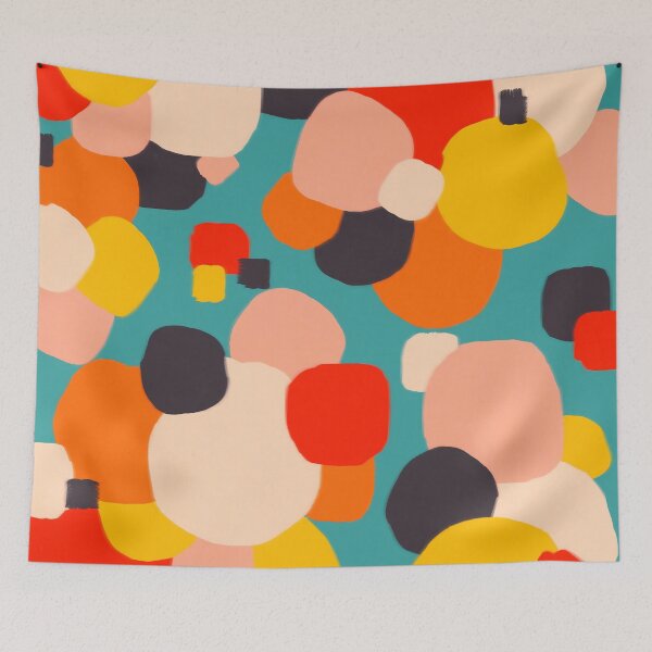 Item preview, Happy Thoughts Rush In, Positivity Growth Mindset Abstract Painting, Colorful Retro Shapes Brush Strokes, Eclectic Bohemian Fun Celebration Confetti Art Print designed and sold by 83oranges.com.