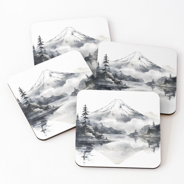 Item preview, Ink Serenity - Mt Fuji Japanese Ink Landscape designed and sold by Sakashi-Canvas.