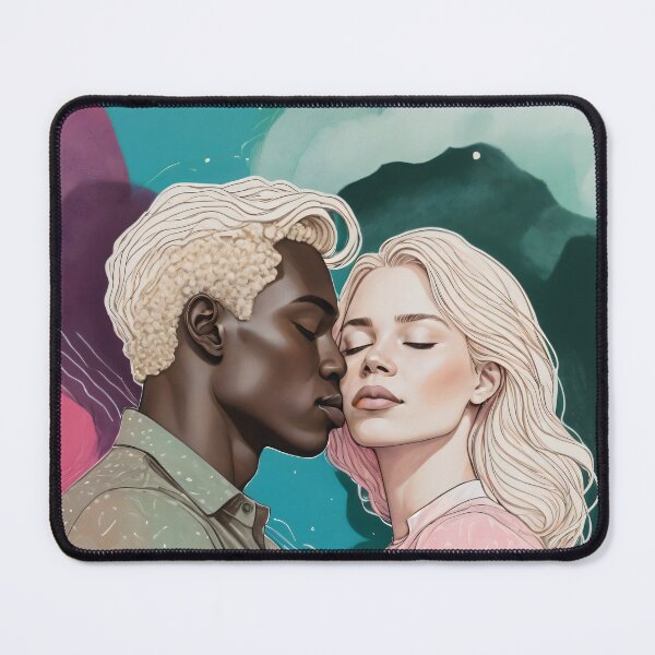 Item preview, Cosmic Romance, Love Passion Race Diversity, Anti-racism Equality Mindset Society, Community Marriage Couple Interracial Painting Art Print designed and sold by 83oranges.com.