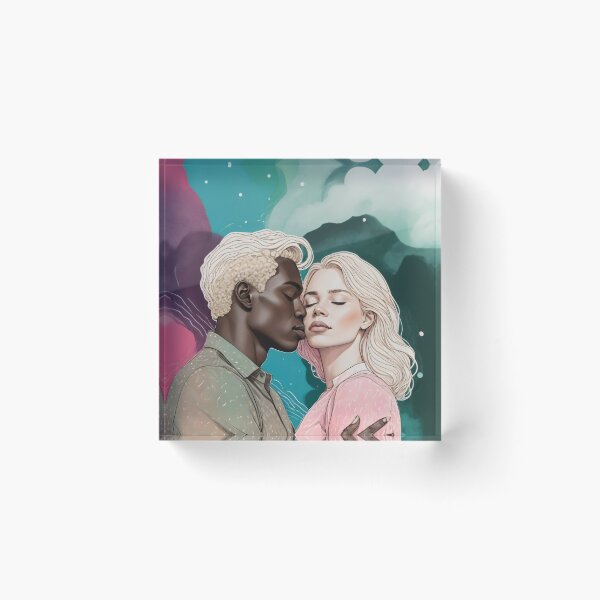 Item preview, Cosmic Romance, Love Passion Race Diversity, Anti-racism Equality Mindset Society, Community Marriage Couple Interracial Painting Art Print designed and sold by 83oranges.com.